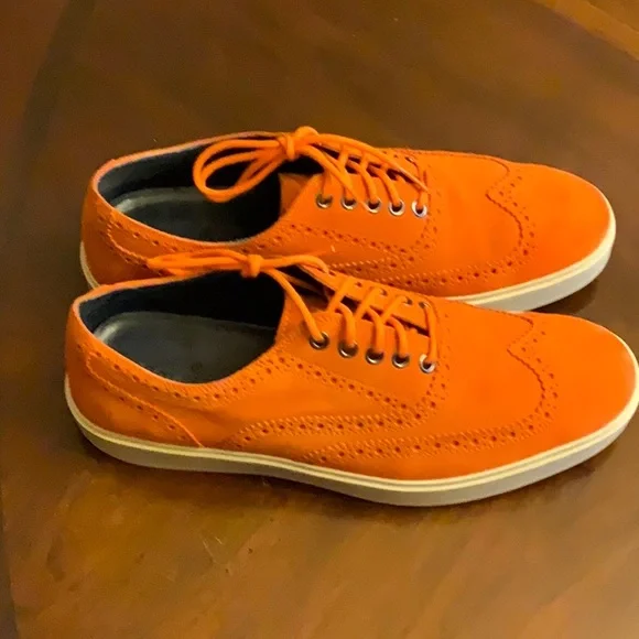 Cole Haan Orange Suede Oxfords - Picture 3 of 10